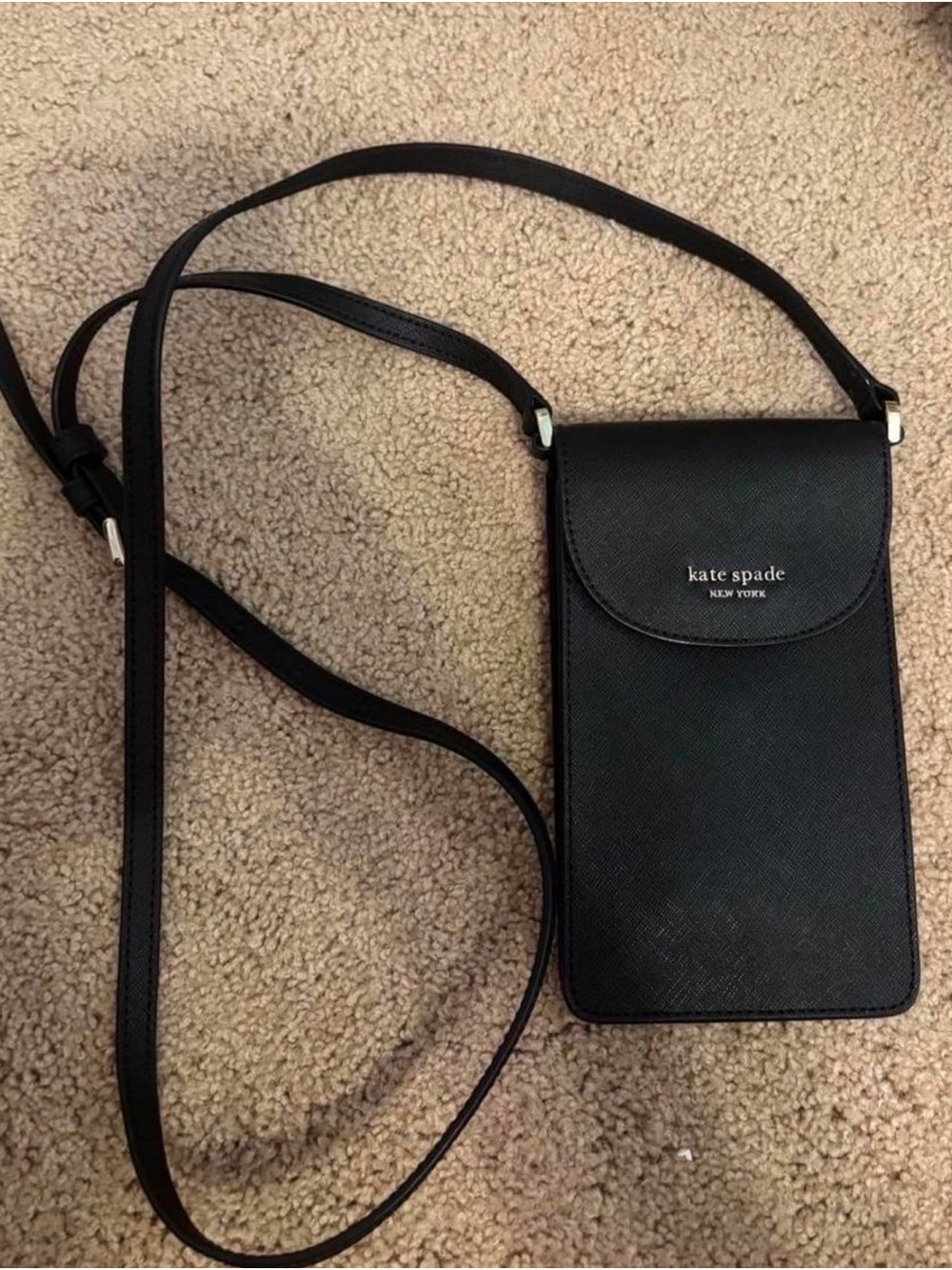 kate spade black saffiano leather belt bag with flap
